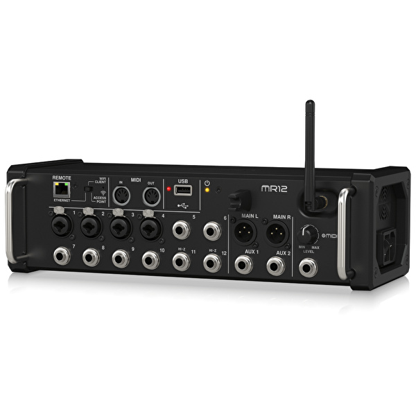 Midas MR12 12 Girişli Dijital Mikser iPad/Android Tabletler için Uygun, 4 Midas PRO Preamp, 8 Hat Girişi, Entegre Wifi Modülü ve USB Stereo Kaydedici